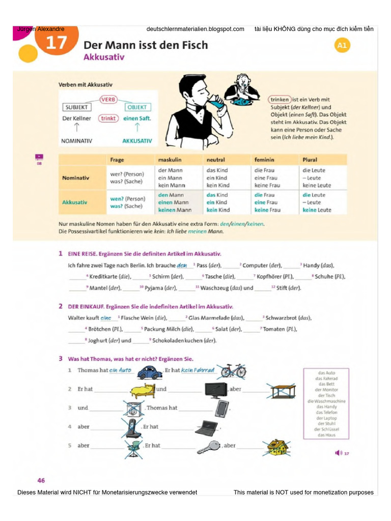 Grammatik Aktiv A1-B1 (2. Aktualisierte Ausgabe) 17 - Akkusativ | PDF