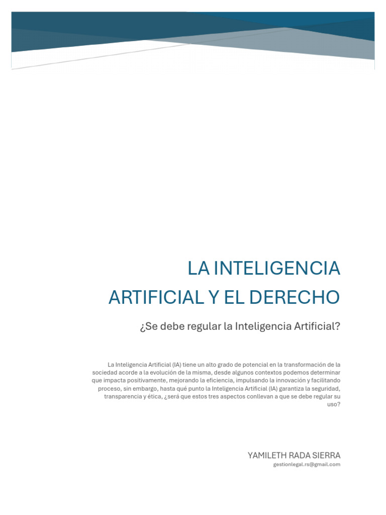 La Inteligencia Artificial y El Derecho | PDF