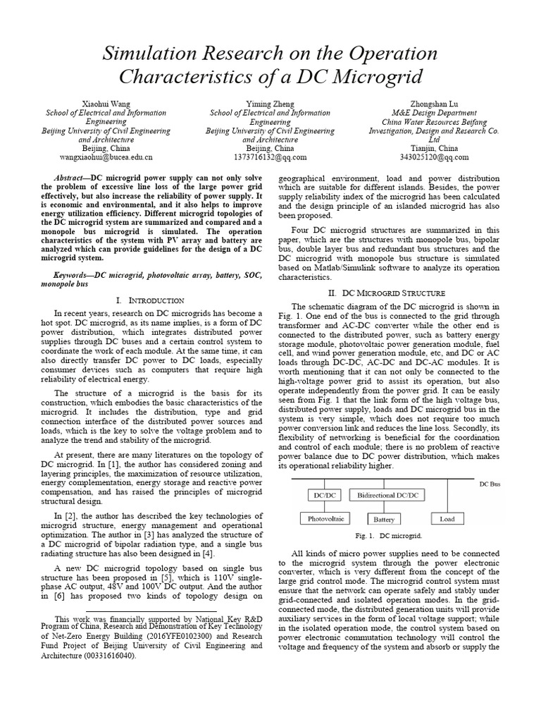 Simulation Research On The Operation Characteristics of A DC Microgrid ...