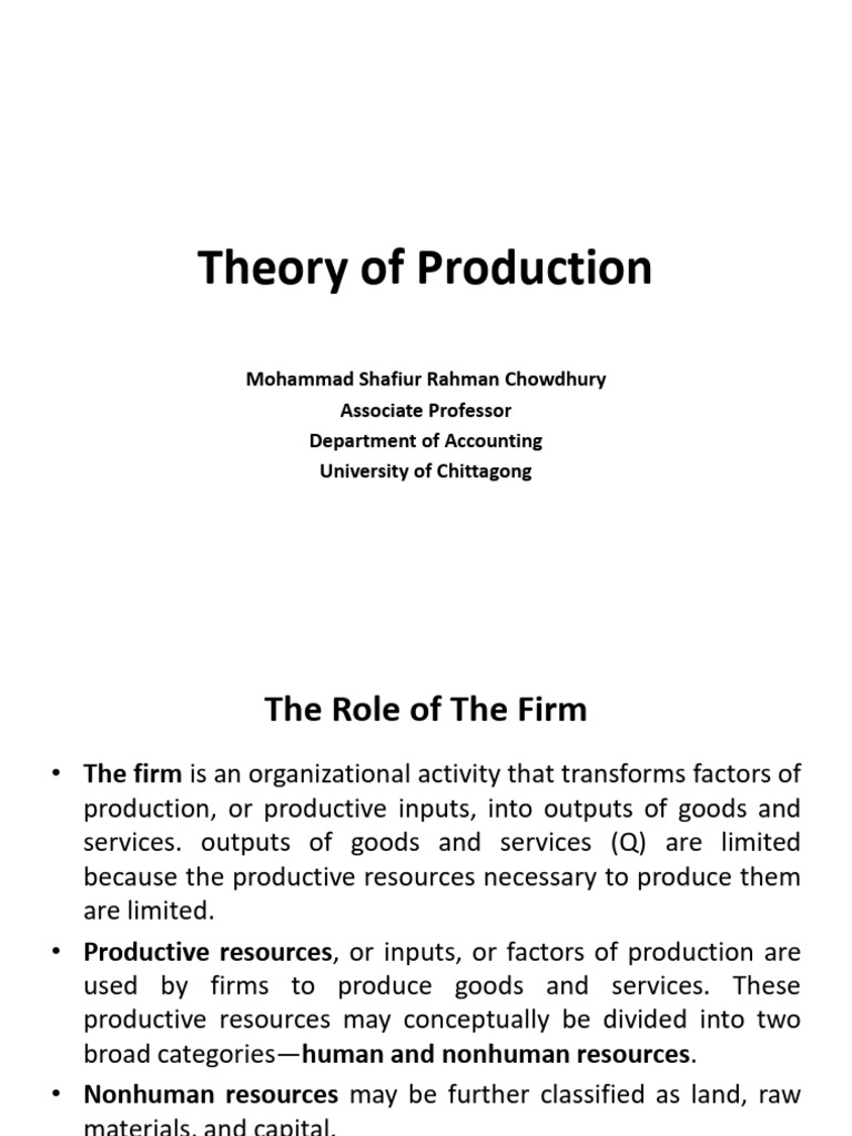 Theory of Production | PDF