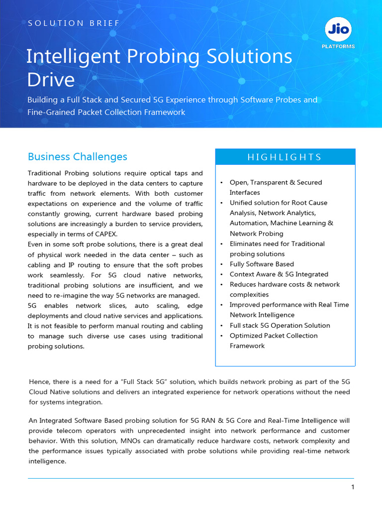 Solution Brief Intelligent Probing Solutions Drive | PDF