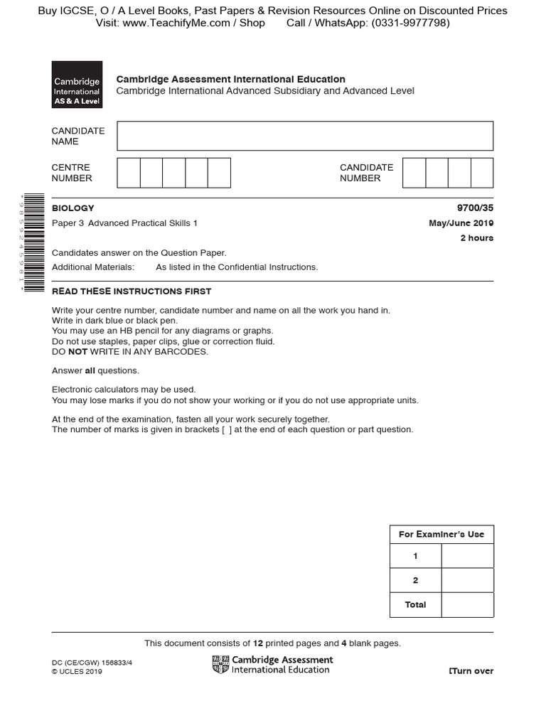 Cambridge International Advanced Subsidiary and Advanced Level | PDF