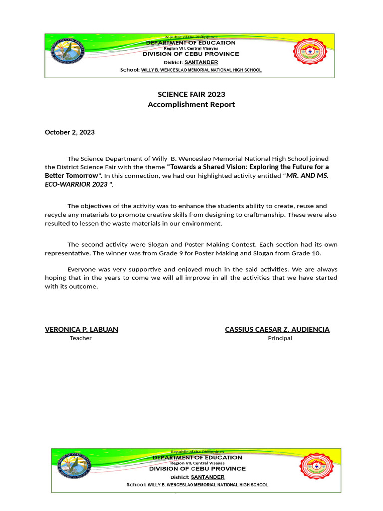 SCIENCE FAiR Accomplishment 2024 | PDF