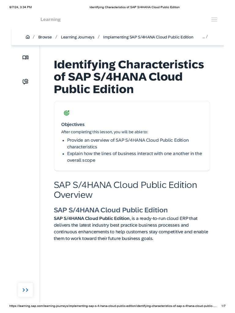 Identifying Characteristics of SAP S - 4HANA Cloud Public Edition | PDF