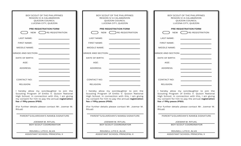 Boy Scout Pre Registration PDF