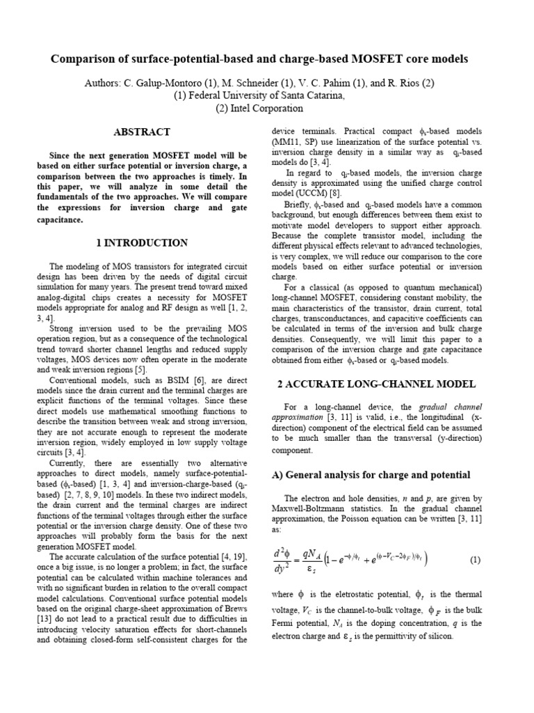 Comparsion of Surface Potential Based An | PDF