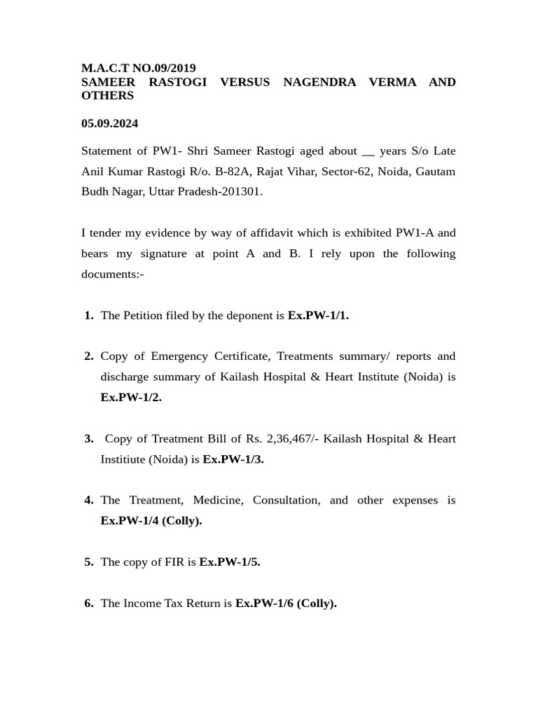 Sameer Rastogi Vs Nagendra Verma Mact | PDF