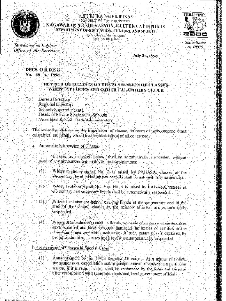 DO - s1998 - 068 (Revised Guidelines of Suspension of Class in Case of ...