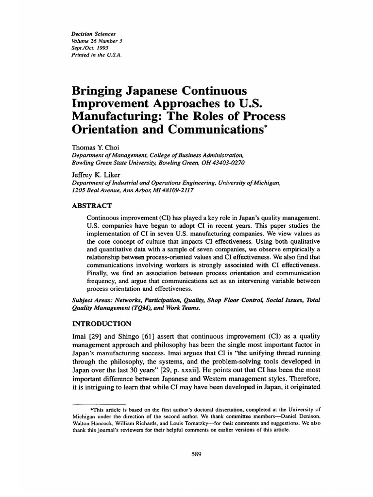 Bringing Japanese Continuous Improvement Pdf