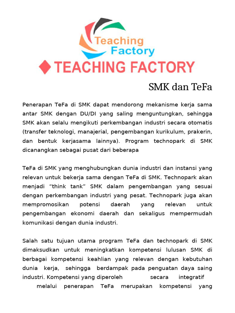 Penerapan TeFa untuk Lulusan SMK Kompeten | PDF