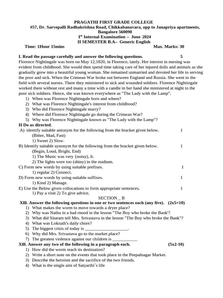 BA QP 2nd Sem | PDF