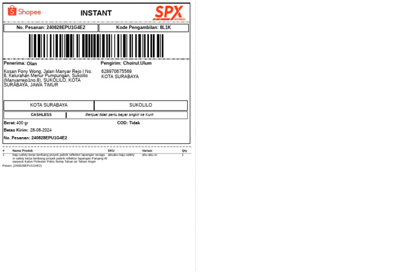 Label Pengiriman - Instant-1 - 8 | PDF