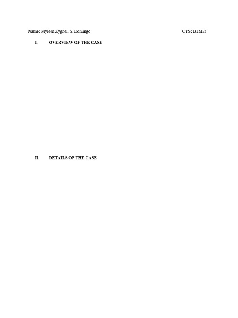 Case Study - Domingo - Finals - BTM23 | PDF