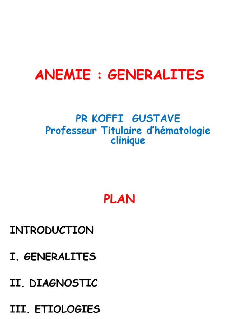 Anémie Généralité | PDF