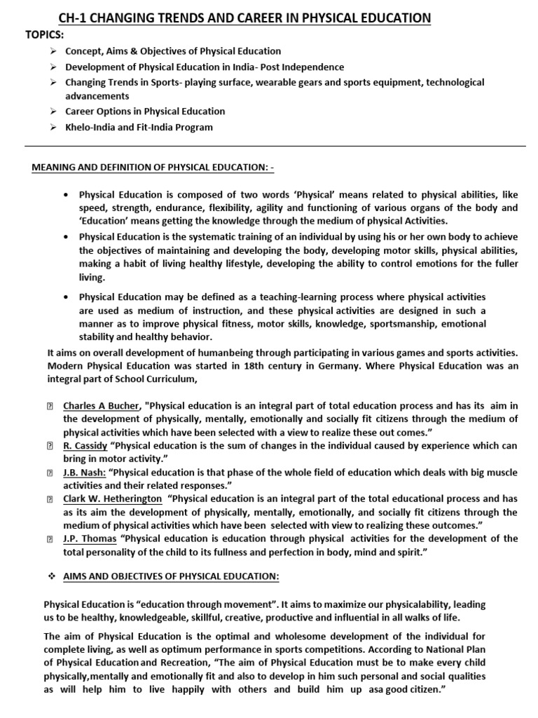 Trends and Careers in Physical Education | PDF | Physical Education