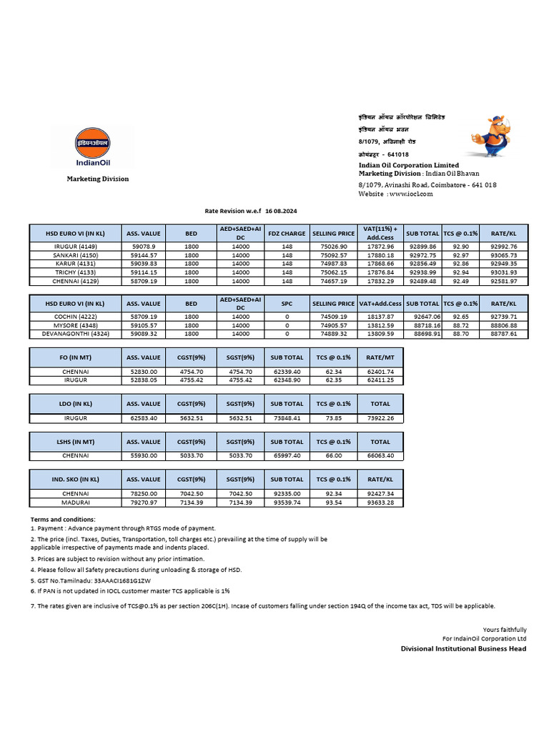 Rate Revision 16 08 24 | PDF