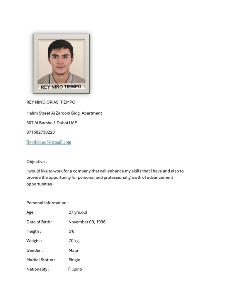 Rey Nino Tiempo Resume | PDF