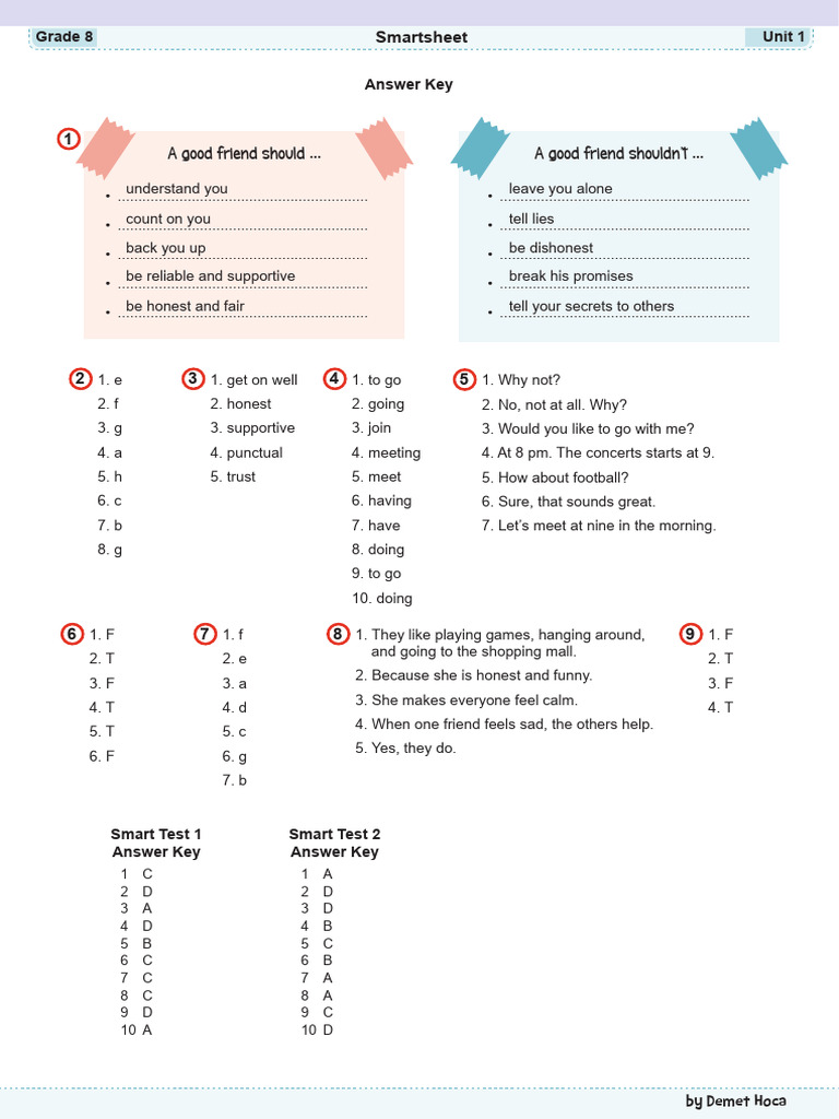 8.1 Answer Key | PDF