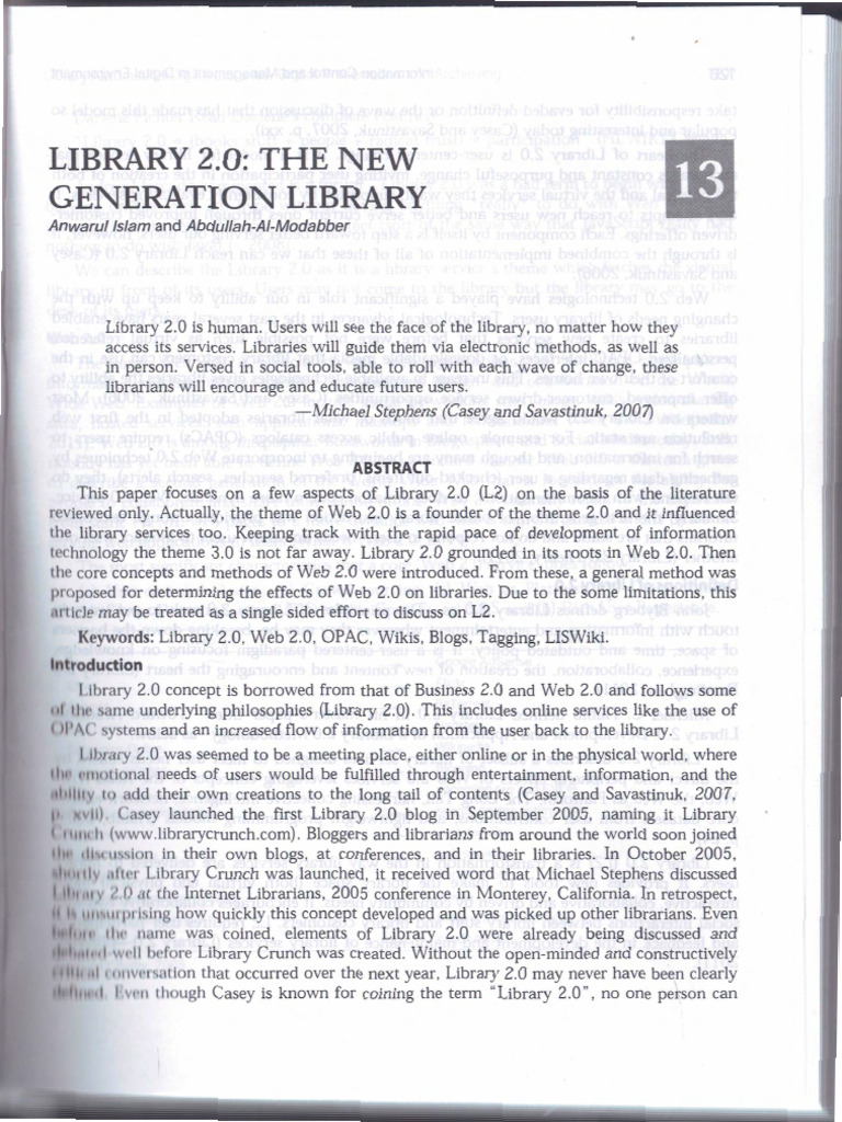 Library 2.0 The New Generation Library | PDF