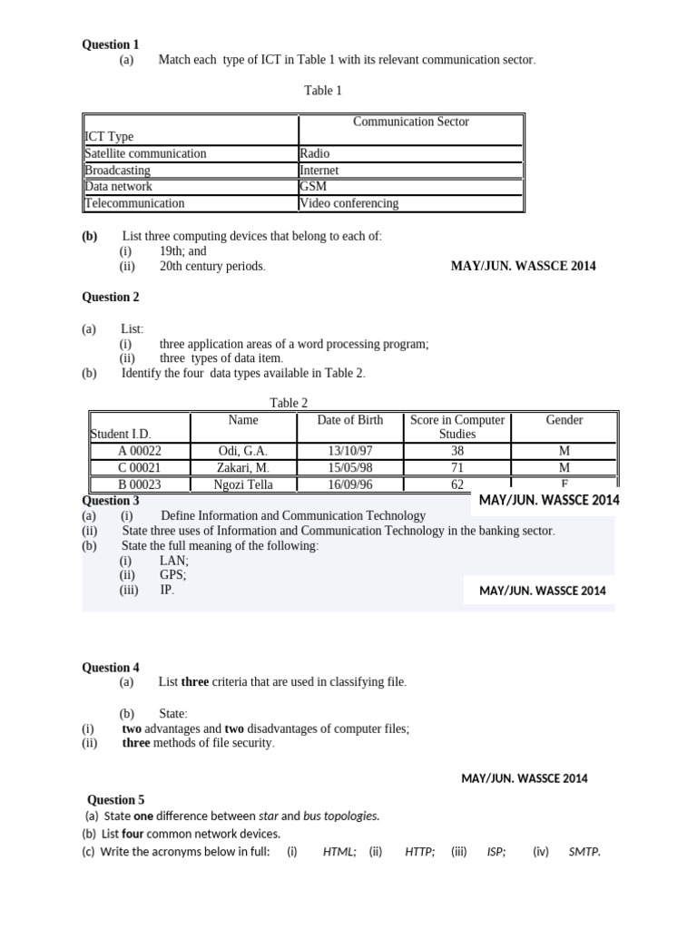 Computer Mock Test Question 1 | PDF
