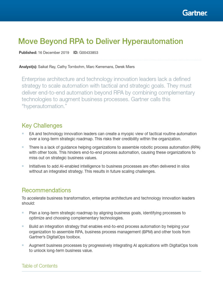 Move Beyond Rpa To Deliver Hyperautomation | PDF