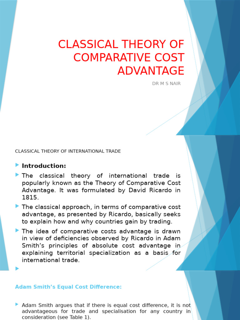 Mod.1 Classical Theory of Comparative Cost Advantage | PDF