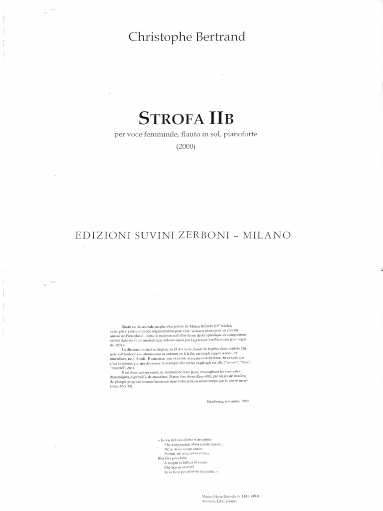 Bertrand, Christophe - Strofa IIb, For Mezzo-Soprano, Flute and Piano | PDF