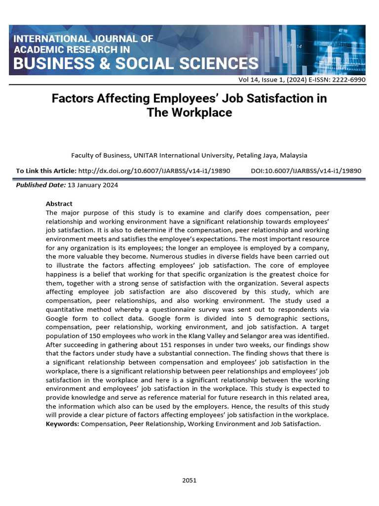 Factors Affecting Employees Job Satisfaction in The Workplace | PDF ...
