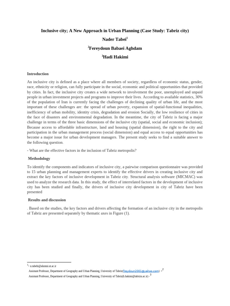 Inclusive City A New Approach In Urban Planning Pdf