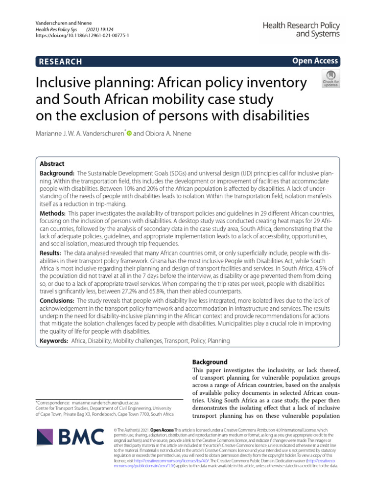 Inclusive Planning: African Policy Inventory and South African Mobility ...