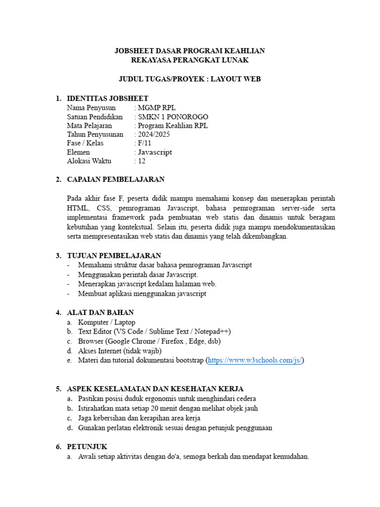 Job Sheet - Javascript 3 | PDF
