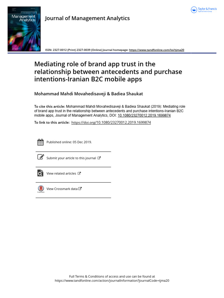 Mediating role of brand app trust in the relationship between ...