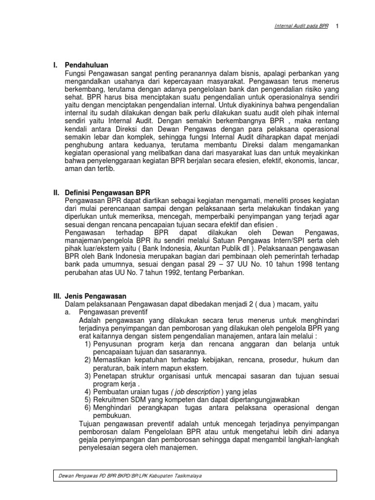 Internal Audit Pada Bpr