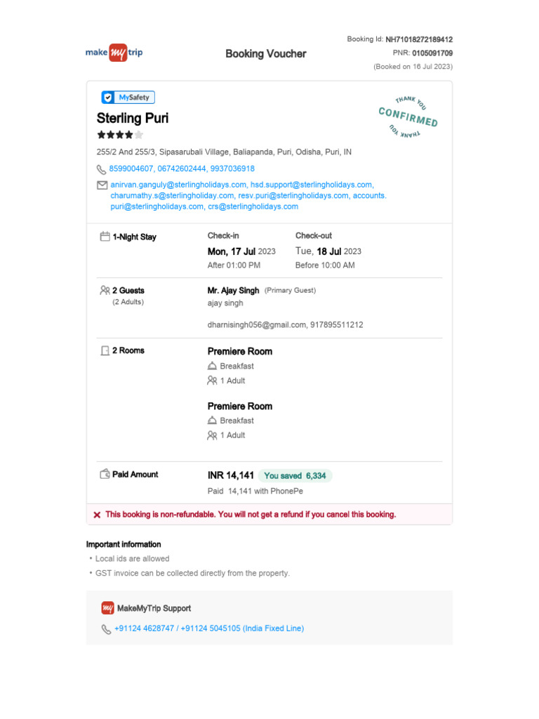 Booking Confirmation Voucher | PDF