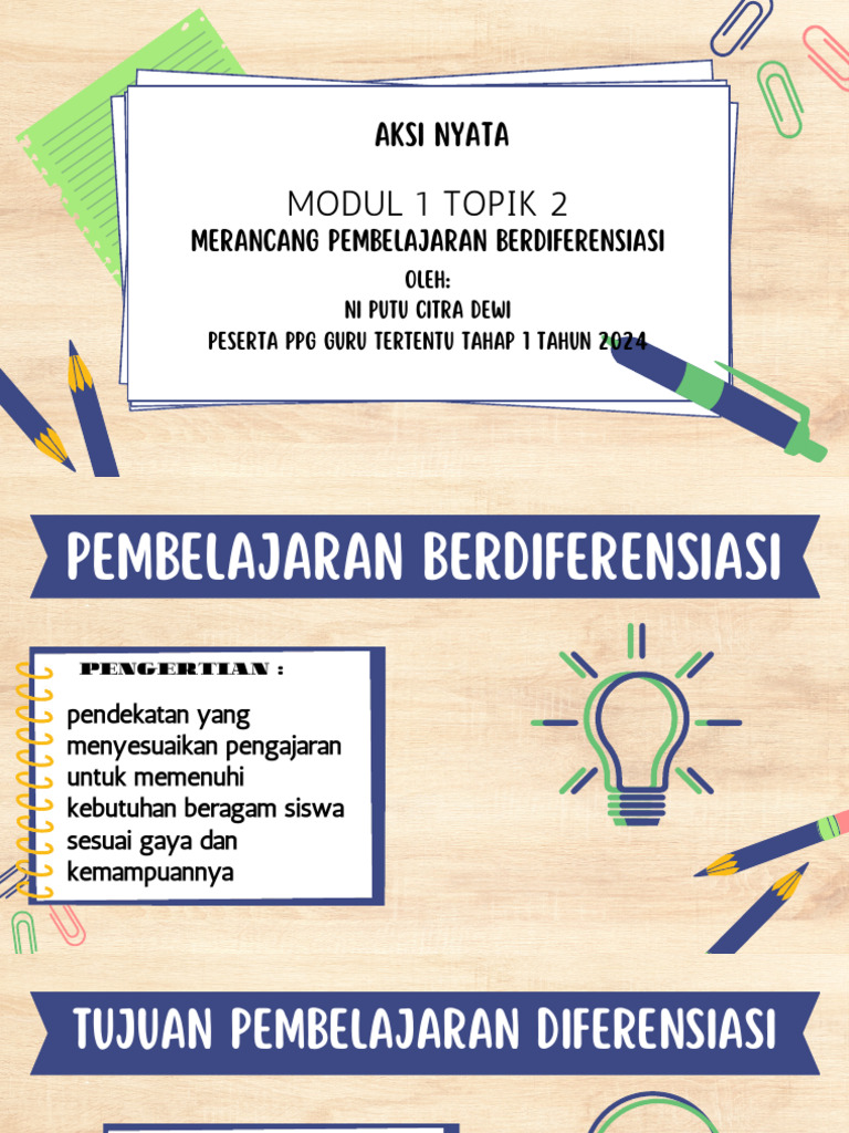 Aksi Nyata Merancang Pembelajaran Berdiferensiasi | PDF
