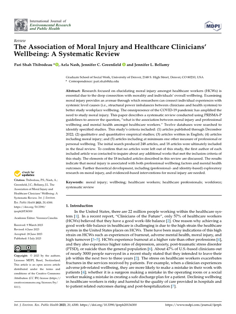 The Association of Moral Injury and Healthcare Clinicians | PDF