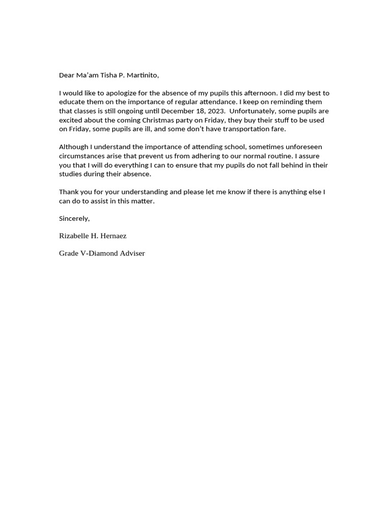 Explaination Letter | PDF
