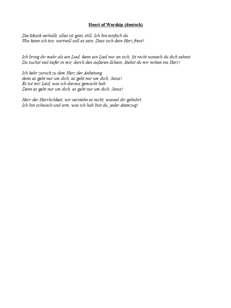 Heart Of Worship Deutsch
