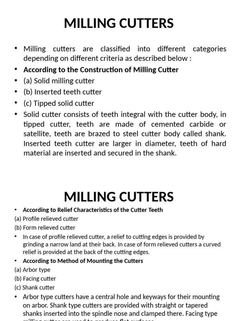Milling Cutters | PDF