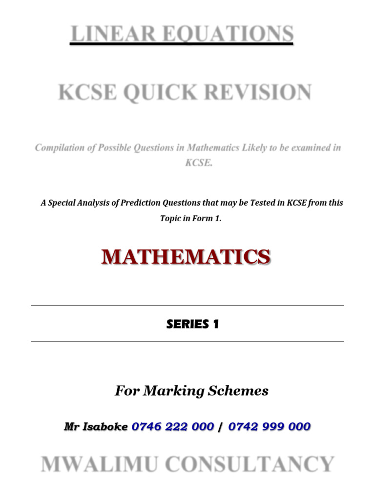 f1 Linear Equations Q | PDF