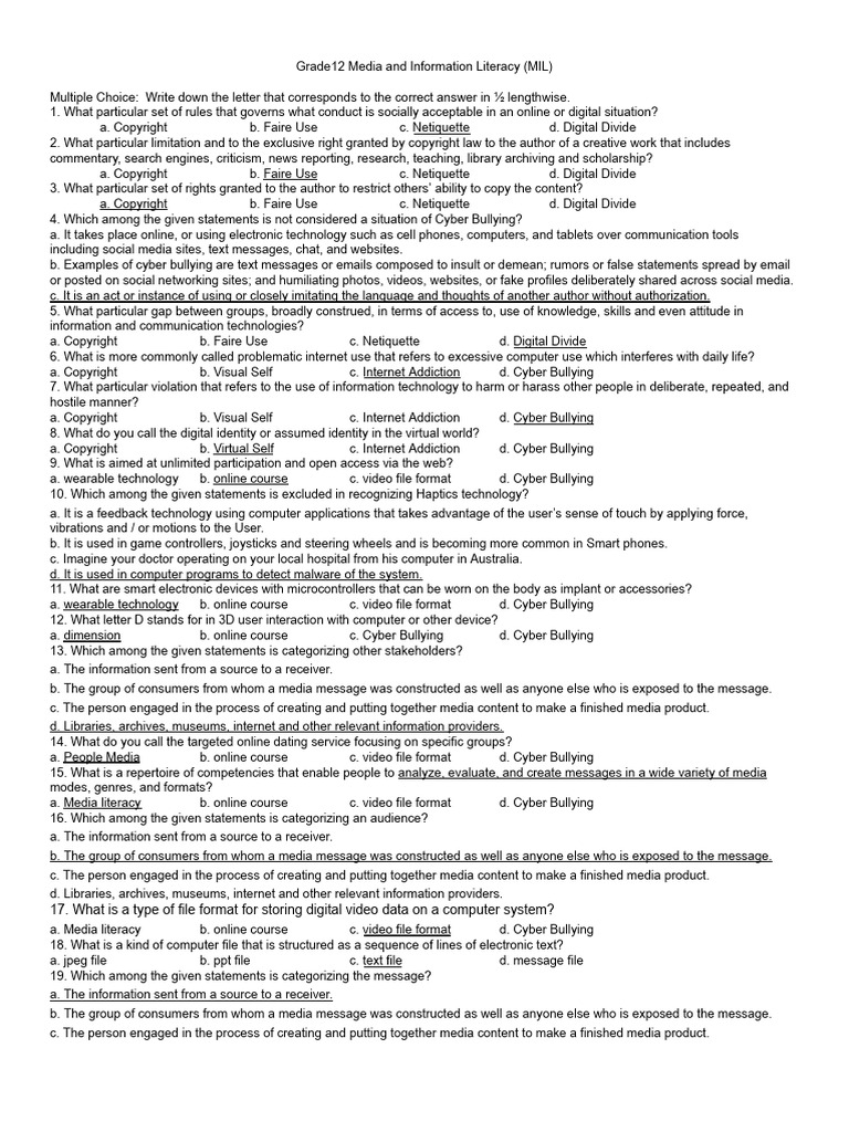 Final Exam Ata Sa MIL | PDF
