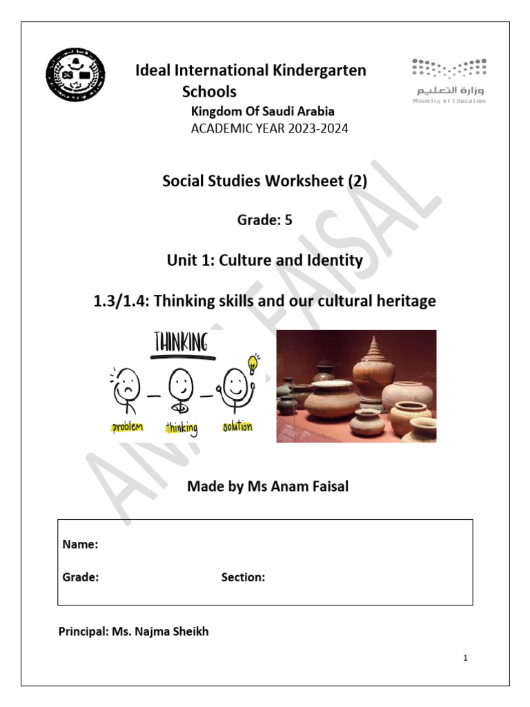 Social Grade 5 Unit 1.3 and 1.4 - UnSolved | PDF