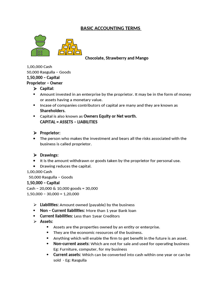 BASIC ACCOUNTING TERMS - Concept | PDF