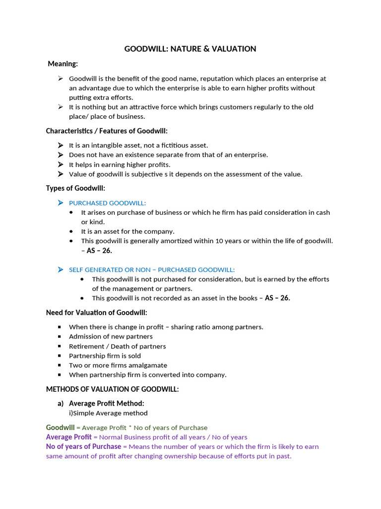 Goodwill Concept Pdf