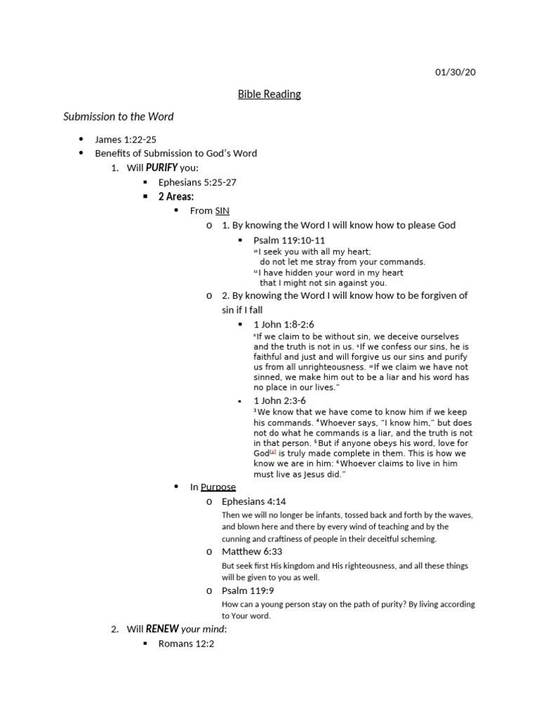 Personal Discipleship 01.30.20 - Bible Reading | PDF