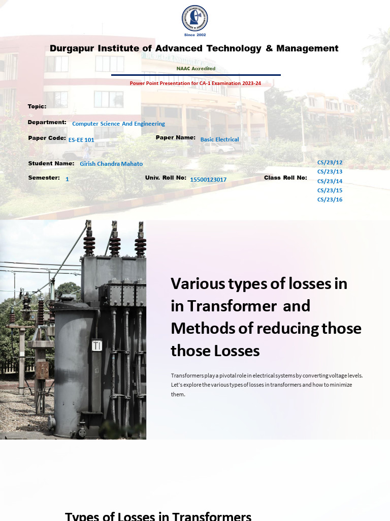 Various Types of Losses in Transformer and Methods of Reducing Those ...