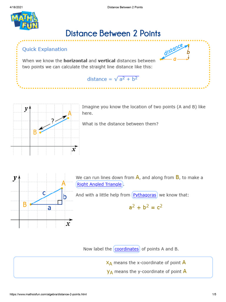 3.3.1 Distance Between 2 Points | PDF | Geometry | Euclid