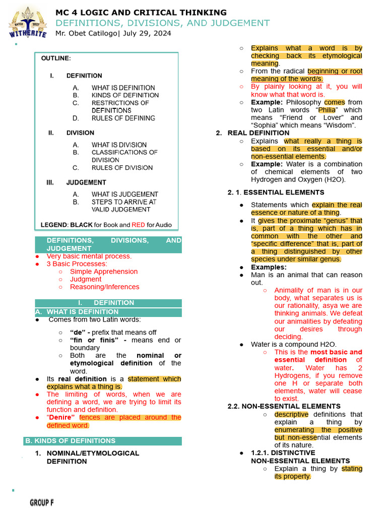 MC 4 Definitions Divisions and Judgements | PDF