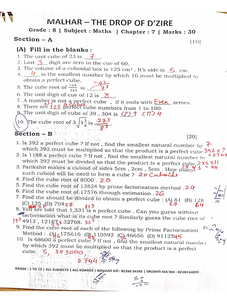 8th Maths Ch-7 Answer Key | PDF