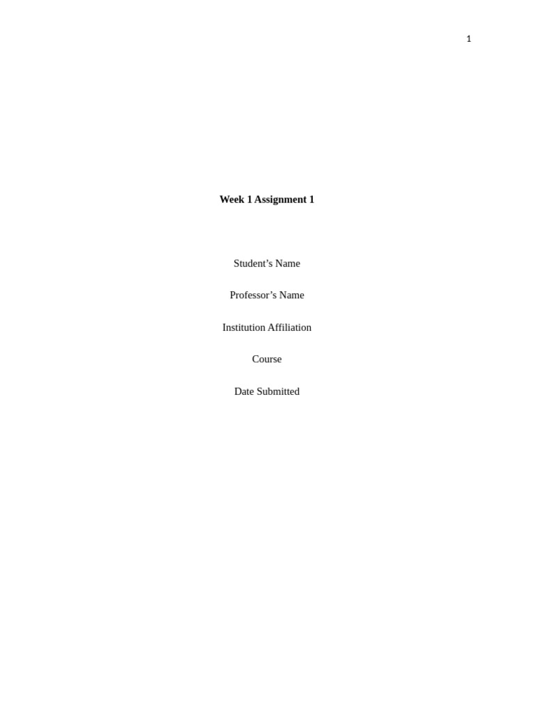 Week 1 Assignment 1 | PDF